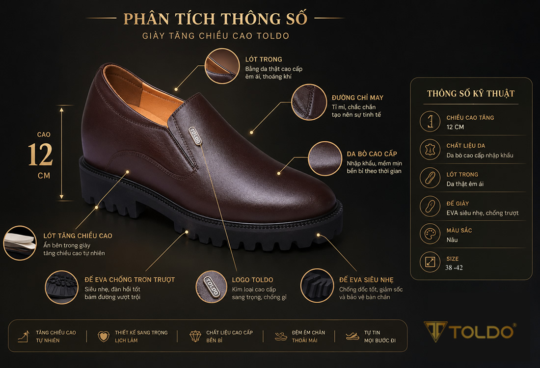 giày tăng chiều cao nam 12cm 11